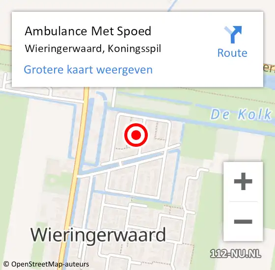 Locatie op kaart van de 112 melding: Ambulance Met Spoed Naar Wieringerwaard, Koningsspil op 14 april 2024 16:38