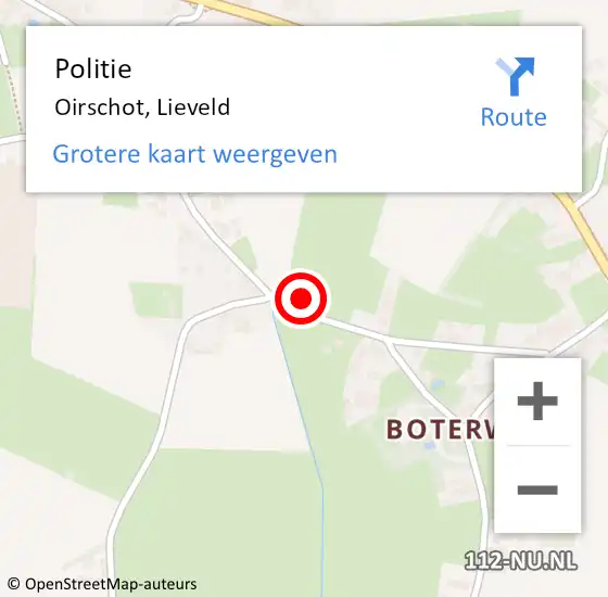 Locatie op kaart van de 112 melding: Politie Oirschot, Lieveld op 14 april 2024 17:06