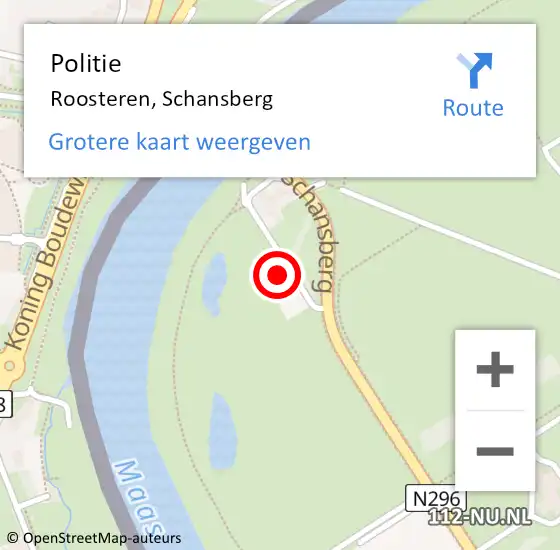 Locatie op kaart van de 112 melding: Politie Roosteren, Schansberg op 14 april 2024 17:09