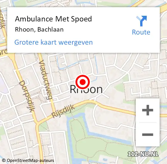 Locatie op kaart van de 112 melding: Ambulance Met Spoed Naar Rhoon, Bachlaan op 14 april 2024 17:19
