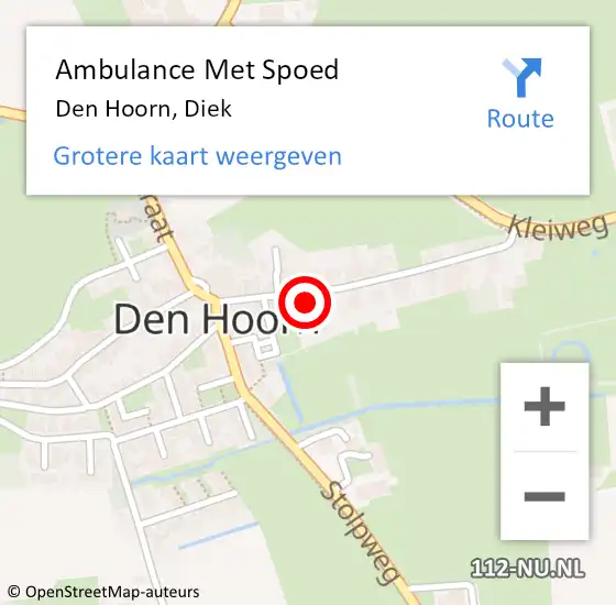Locatie op kaart van de 112 melding: Ambulance Met Spoed Naar Den Hoorn, Diek op 14 april 2024 17:28