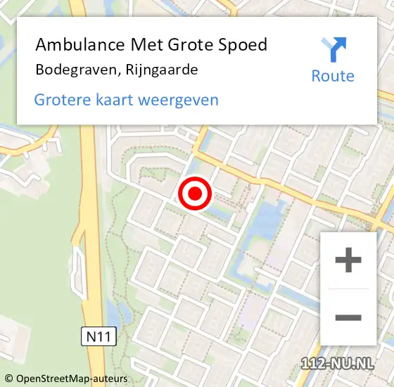 Locatie op kaart van de 112 melding: Ambulance Met Grote Spoed Naar Bodegraven, Rijngaarde op 14 april 2024 17:40