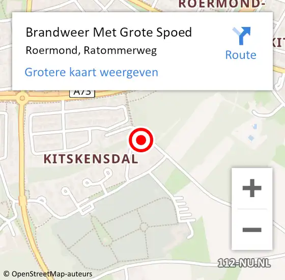 Locatie op kaart van de 112 melding: Brandweer Met Grote Spoed Naar Roermond, Ratommerweg op 14 april 2024 17:52