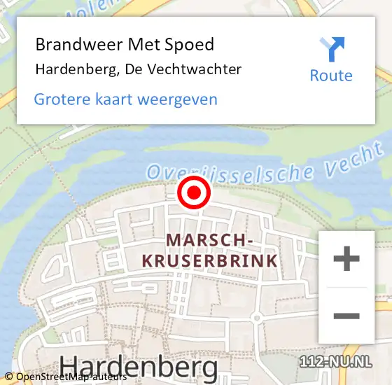 Locatie op kaart van de 112 melding: Brandweer Met Spoed Naar Hardenberg, De Vechtwachter op 14 april 2024 17:57