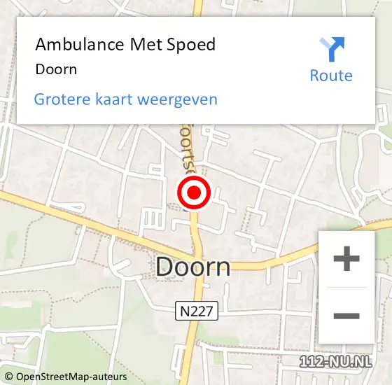 Locatie op kaart van de 112 melding: Ambulance Met Spoed Naar Doorn op 14 april 2024 18:19