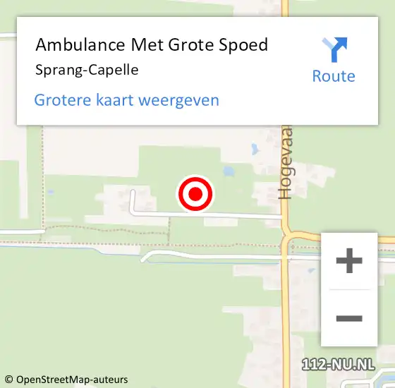 Locatie op kaart van de 112 melding: Ambulance Met Grote Spoed Naar Sprang-Capelle op 14 april 2024 19:04