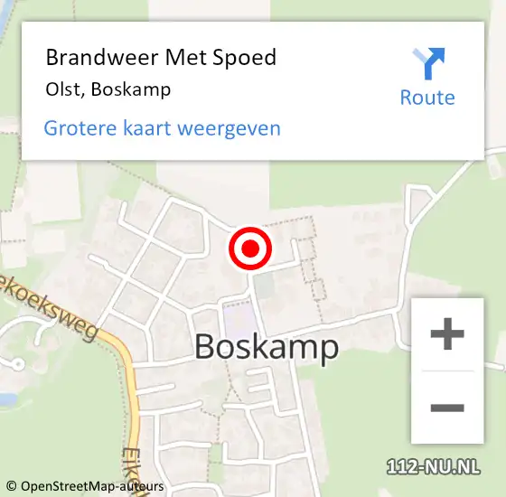 Locatie op kaart van de 112 melding: Brandweer Met Spoed Naar Olst, Boskamp op 14 april 2024 19:06