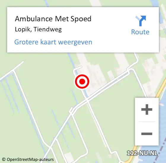 Locatie op kaart van de 112 melding: Ambulance Met Spoed Naar Lopik, Tiendweg op 14 april 2024 19:17
