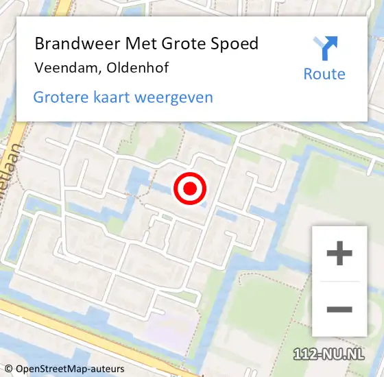 Locatie op kaart van de 112 melding: Brandweer Met Grote Spoed Naar Veendam, Oldenhof op 14 april 2024 19:30