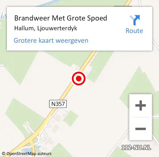 Locatie op kaart van de 112 melding: Brandweer Met Grote Spoed Naar Hallum, Ljouwerterdyk op 14 april 2024 19:31