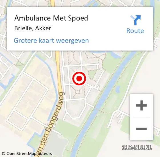 Locatie op kaart van de 112 melding: Ambulance Met Spoed Naar Brielle, Akker op 14 april 2024 20:11