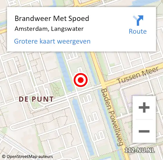 Locatie op kaart van de 112 melding: Brandweer Met Spoed Naar Amsterdam, Langswater op 14 april 2024 20:25