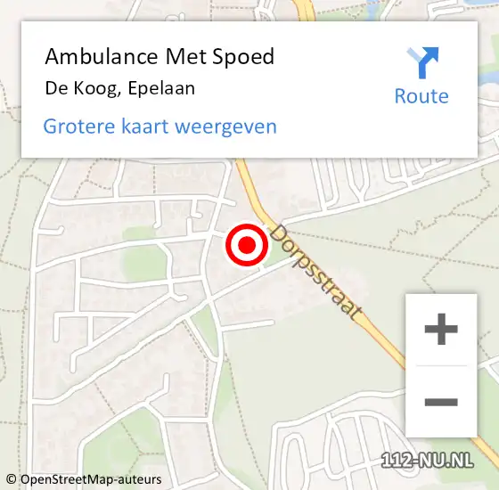 Locatie op kaart van de 112 melding: Ambulance Met Spoed Naar De Koog, Epelaan op 14 april 2024 20:31