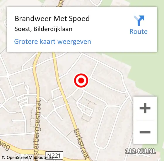 Locatie op kaart van de 112 melding: Brandweer Met Spoed Naar Soest, Bilderdijklaan op 14 april 2024 22:01
