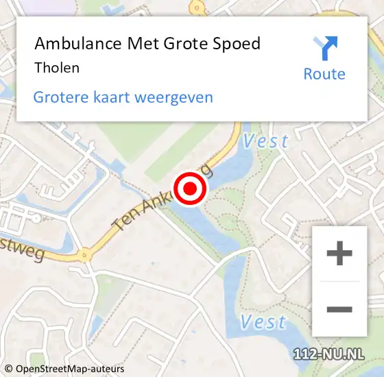 Locatie op kaart van de 112 melding: Ambulance Met Grote Spoed Naar Tholen op 14 april 2024 22:27