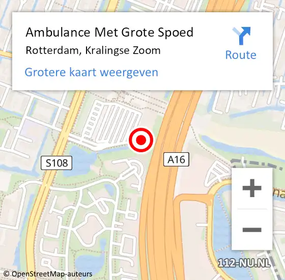 Locatie op kaart van de 112 melding: Ambulance Met Grote Spoed Naar Rotterdam, Kralingse Zoom op 14 april 2024 22:39