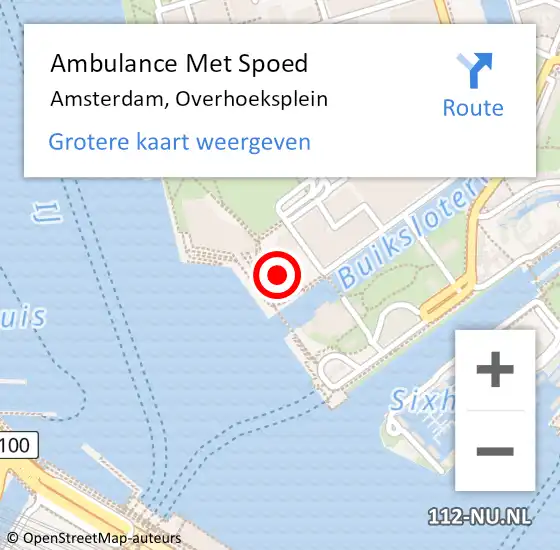 Locatie op kaart van de 112 melding: Ambulance Met Spoed Naar Amsterdam, Overhoeksplein op 14 april 2024 22:46