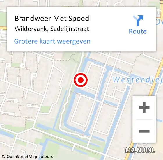 Locatie op kaart van de 112 melding: Brandweer Met Spoed Naar Wildervank, Sadelijnstraat op 14 april 2024 22:46