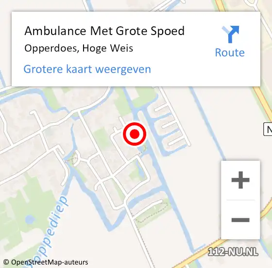 Locatie op kaart van de 112 melding: Ambulance Met Grote Spoed Naar Opperdoes, Hoge Weis op 14 april 2024 23:12