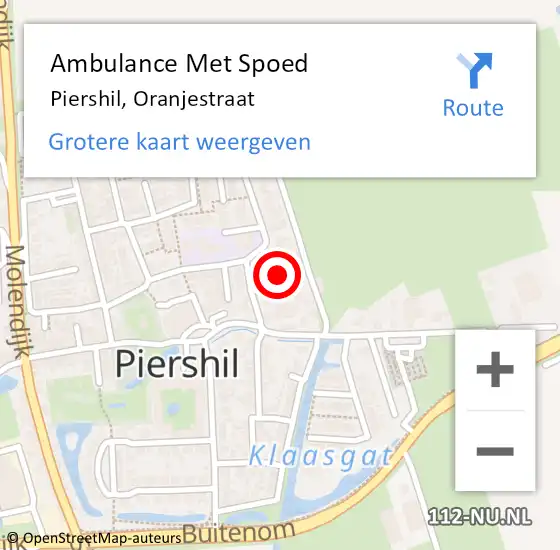 Locatie op kaart van de 112 melding: Ambulance Met Spoed Naar Piershil, Oranjestraat op 14 april 2024 23:22