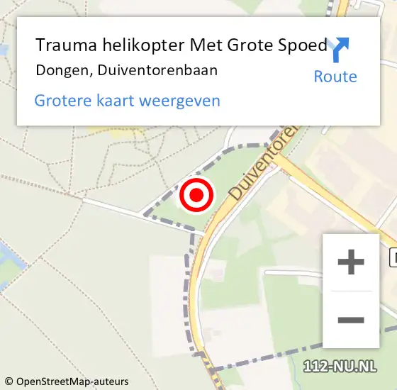 Locatie op kaart van de 112 melding: Trauma helikopter Met Grote Spoed Naar Dongen, Duiventorenbaan op 14 april 2024 23:30