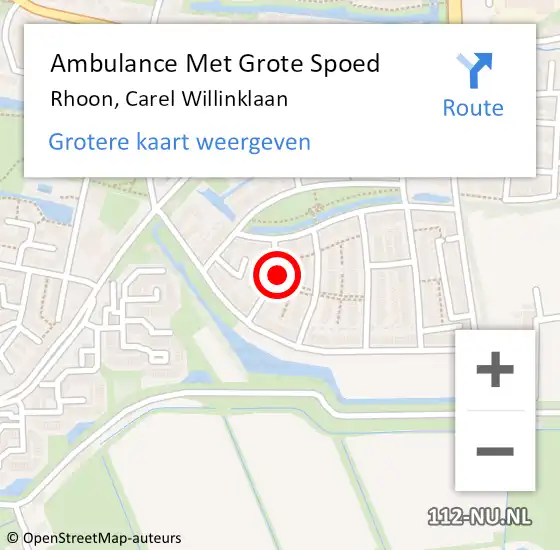 Locatie op kaart van de 112 melding: Ambulance Met Grote Spoed Naar Rhoon, Carel Willinklaan op 14 april 2024 23:48