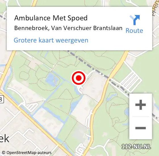 Locatie op kaart van de 112 melding: Ambulance Met Spoed Naar Bennebroek, Van Verschuer Brantslaan op 15 april 2024 00:54