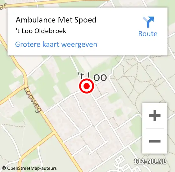 Locatie op kaart van de 112 melding: Ambulance Met Spoed Naar 't Loo Oldebroek op 15 april 2024 01:01