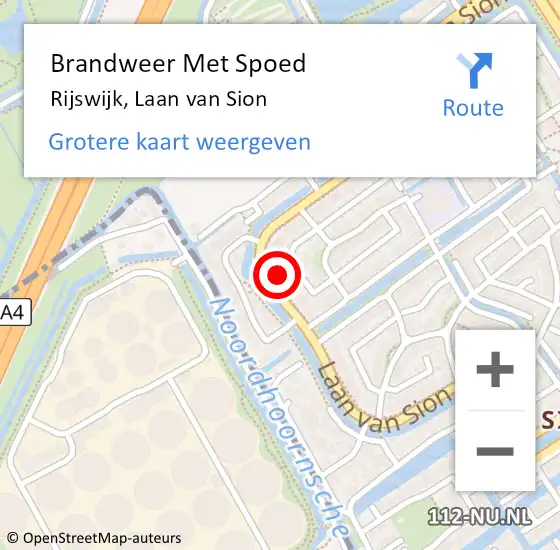Locatie op kaart van de 112 melding: Brandweer Met Spoed Naar Rijswijk, Laan van Sion op 15 april 2024 03:32