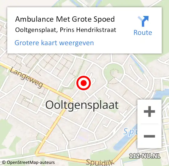 Locatie op kaart van de 112 melding: Ambulance Met Grote Spoed Naar Ooltgensplaat, Prins Hendrikstraat op 15 april 2024 03:33