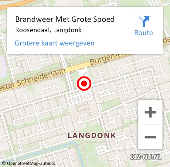 Locatie op kaart van de 112 melding: Brandweer Met Grote Spoed Naar Roosendaal, Langdonk op 15 april 2024 03:42