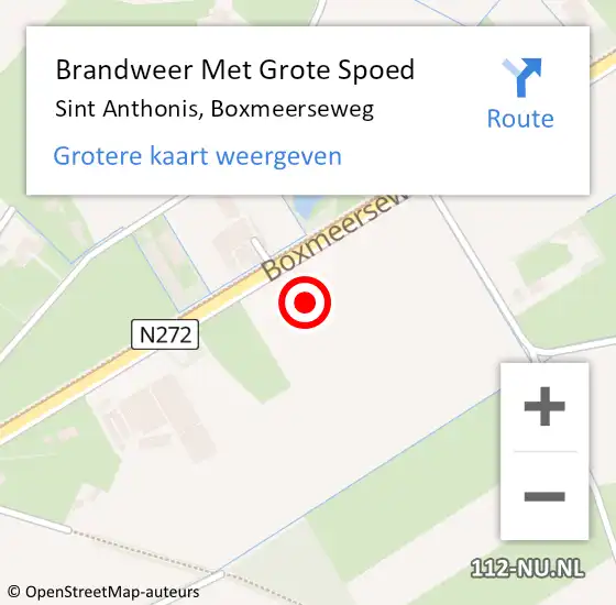 Locatie op kaart van de 112 melding: Brandweer Met Grote Spoed Naar Sint Anthonis, Boxmeerseweg op 15 april 2024 06:33