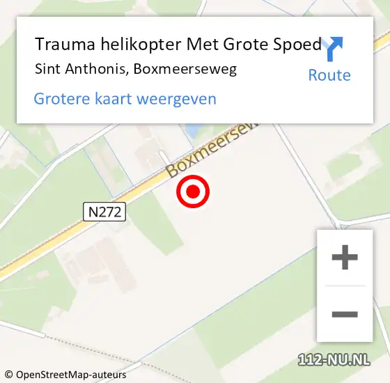 Locatie op kaart van de 112 melding: Trauma helikopter Met Grote Spoed Naar Sint Anthonis, Boxmeerseweg op 15 april 2024 06:34