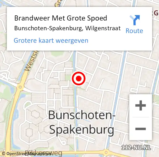 Locatie op kaart van de 112 melding: Brandweer Met Grote Spoed Naar Bunschoten-Spakenburg, Wilgenstraat op 15 april 2024 08:04