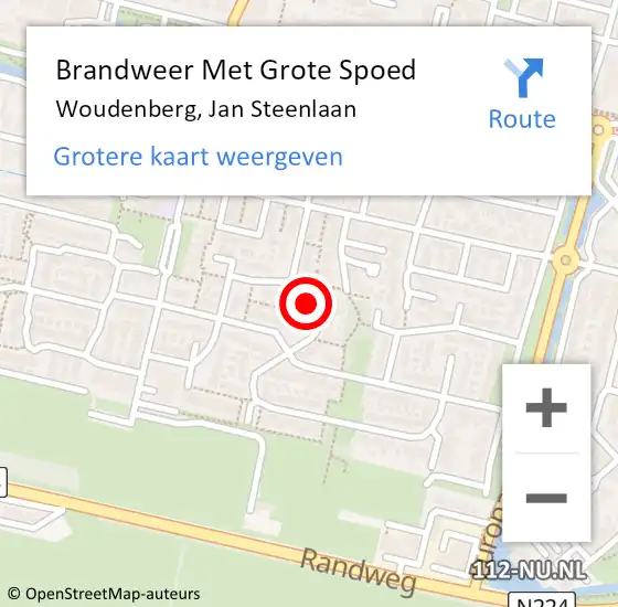 Locatie op kaart van de 112 melding: Brandweer Met Grote Spoed Naar Woudenberg, Jan Steenlaan op 15 april 2024 08:16