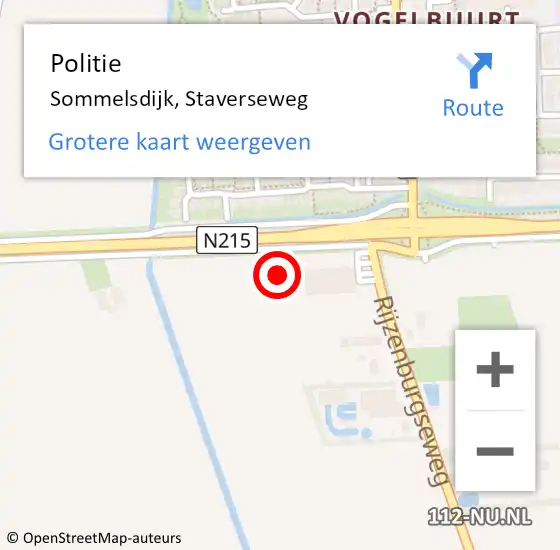 Locatie op kaart van de 112 melding: Politie Sommelsdijk, Staverseweg op 15 april 2024 08:37