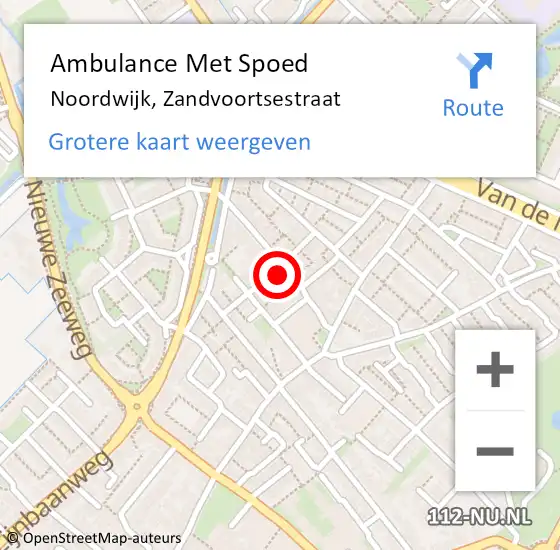 Locatie op kaart van de 112 melding: Ambulance Met Spoed Naar Noordwijk, Zandvoortsestraat op 15 april 2024 08:43