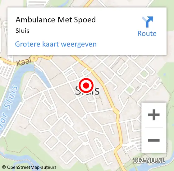 Locatie op kaart van de 112 melding: Ambulance Met Spoed Naar Sluis op 15 april 2024 09:01