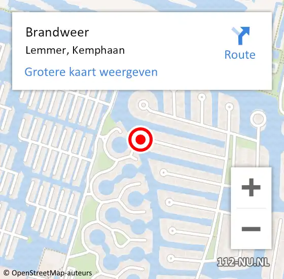 Locatie op kaart van de 112 melding: Brandweer Lemmer, Kemphaan op 15 april 2024 09:02