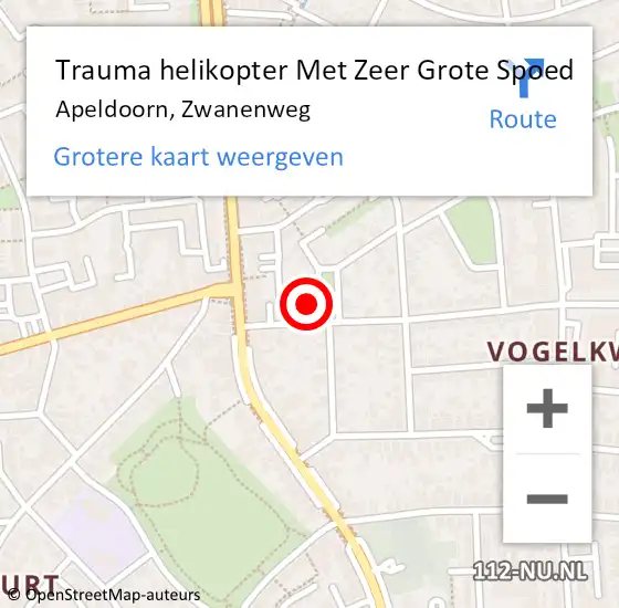 Locatie op kaart van de 112 melding: Trauma helikopter Met Zeer Grote Spoed Naar Apeldoorn, Zwanenweg op 15 april 2024 09:06