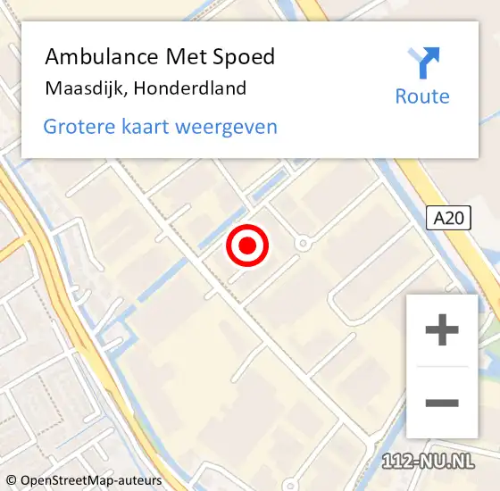Locatie op kaart van de 112 melding: Ambulance Met Spoed Naar Maasdijk, Honderdland op 15 april 2024 09:20