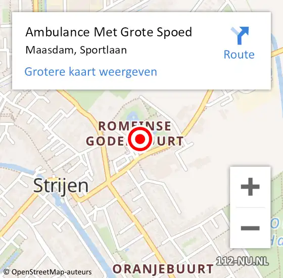 Locatie op kaart van de 112 melding: Ambulance Met Grote Spoed Naar Maasdam, Sportlaan op 15 april 2024 09:21