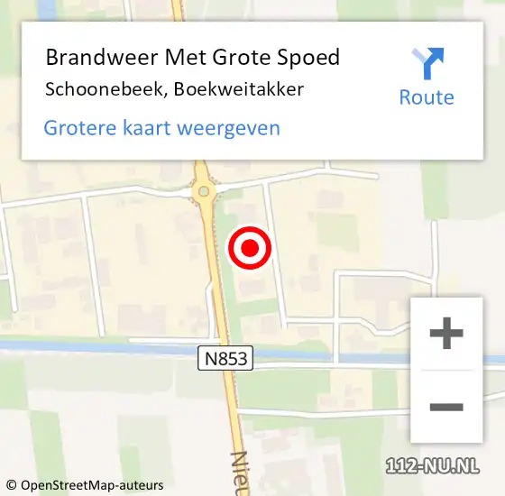 Locatie op kaart van de 112 melding: Brandweer Met Grote Spoed Naar Schoonebeek, Boekweitakker op 15 april 2024 09:32