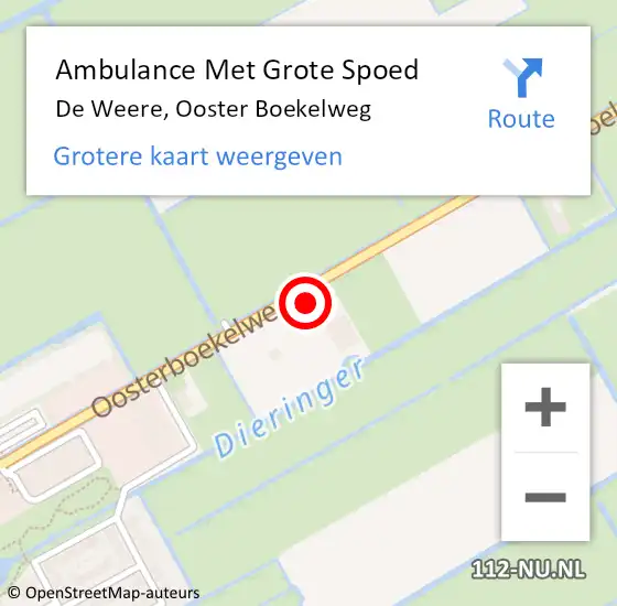 Locatie op kaart van de 112 melding: Ambulance Met Grote Spoed Naar De Weere, Ooster Boekelweg op 15 april 2024 09:38