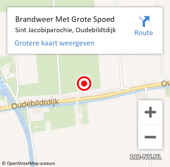 Locatie op kaart van de 112 melding: Brandweer Met Grote Spoed Naar Sint Jacobiparochie, Oudebildtdijk op 15 april 2024 09:43