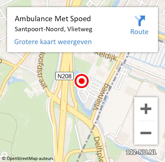 Locatie op kaart van de 112 melding: Ambulance Met Spoed Naar Santpoort-Noord, Vlietweg op 15 april 2024 10:00