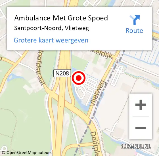 Locatie op kaart van de 112 melding: Ambulance Met Grote Spoed Naar Santpoort-Noord, Vlietweg op 15 april 2024 10:02