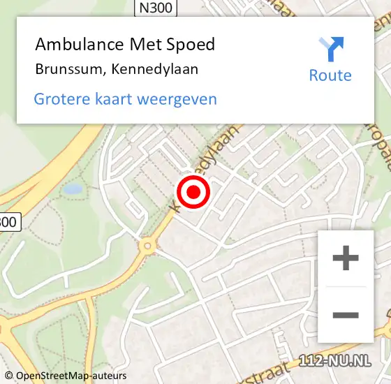 Locatie op kaart van de 112 melding: Ambulance Met Spoed Naar Brunssum, Kennedylaan op 15 april 2024 10:03