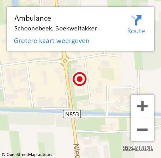 Locatie op kaart van de 112 melding: Ambulance Schoonebeek, Boekweitakker op 15 april 2024 10:04