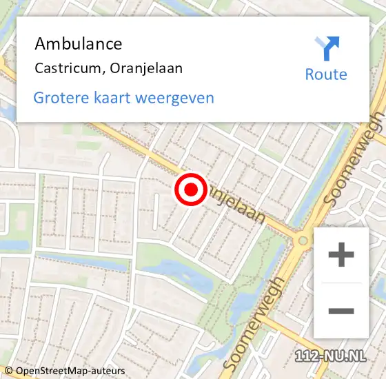 Locatie op kaart van de 112 melding: Ambulance Castricum, Oranjelaan op 15 april 2024 10:10